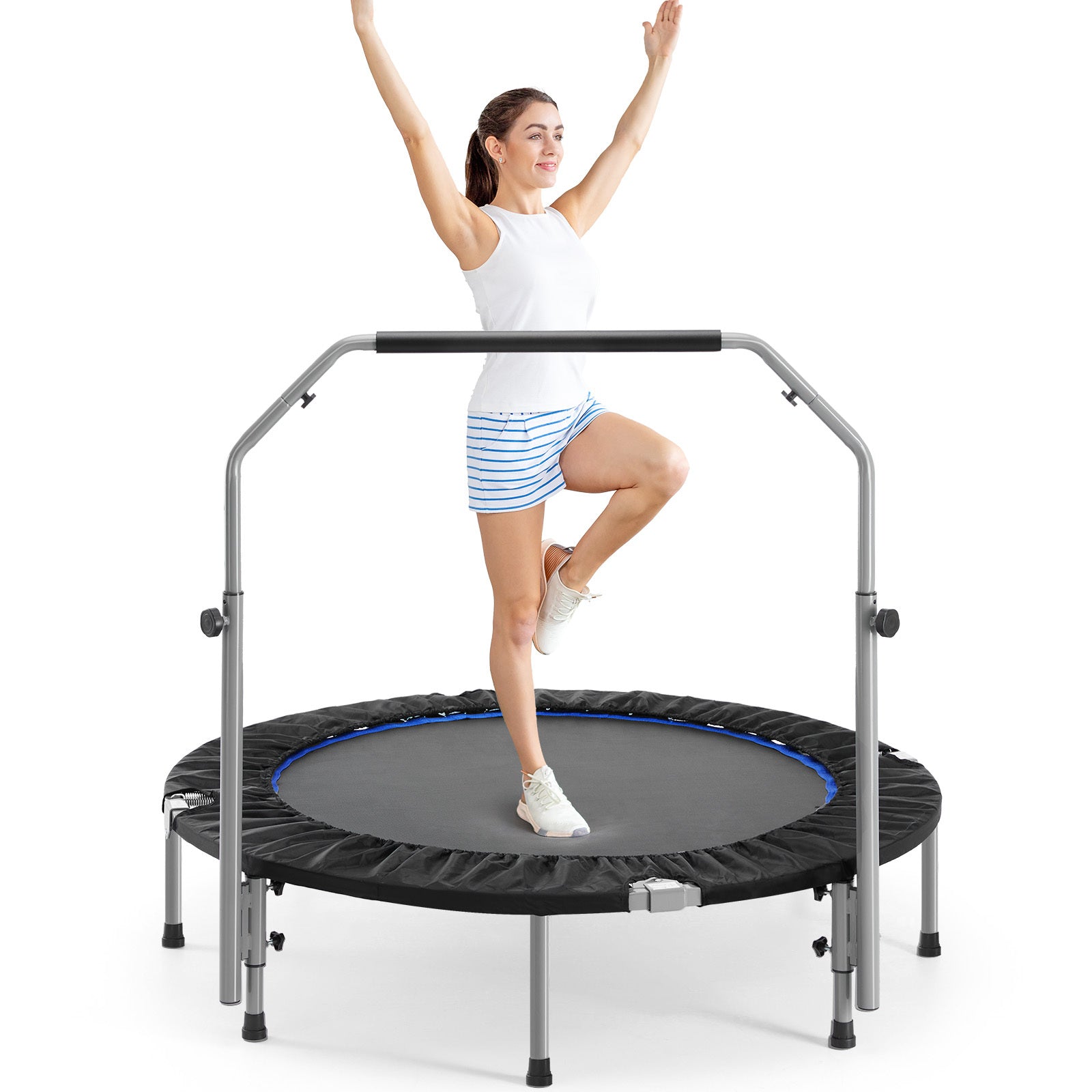 40-48  Foldable Mini Trampoline For Adults,Trampoline For Adults With Adjustable Bar